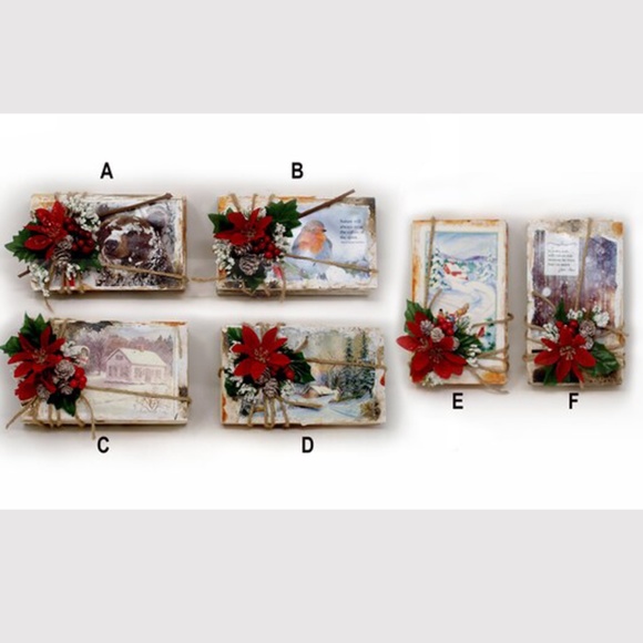 Rustic Christmas Holiday Floral Arrangement Centerpiece, Upcycled, Books, Shabby - Picture 4 of 8